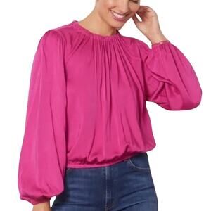Cloth & Stone Lux Satin Banded Blouse, Pink, Women’s S